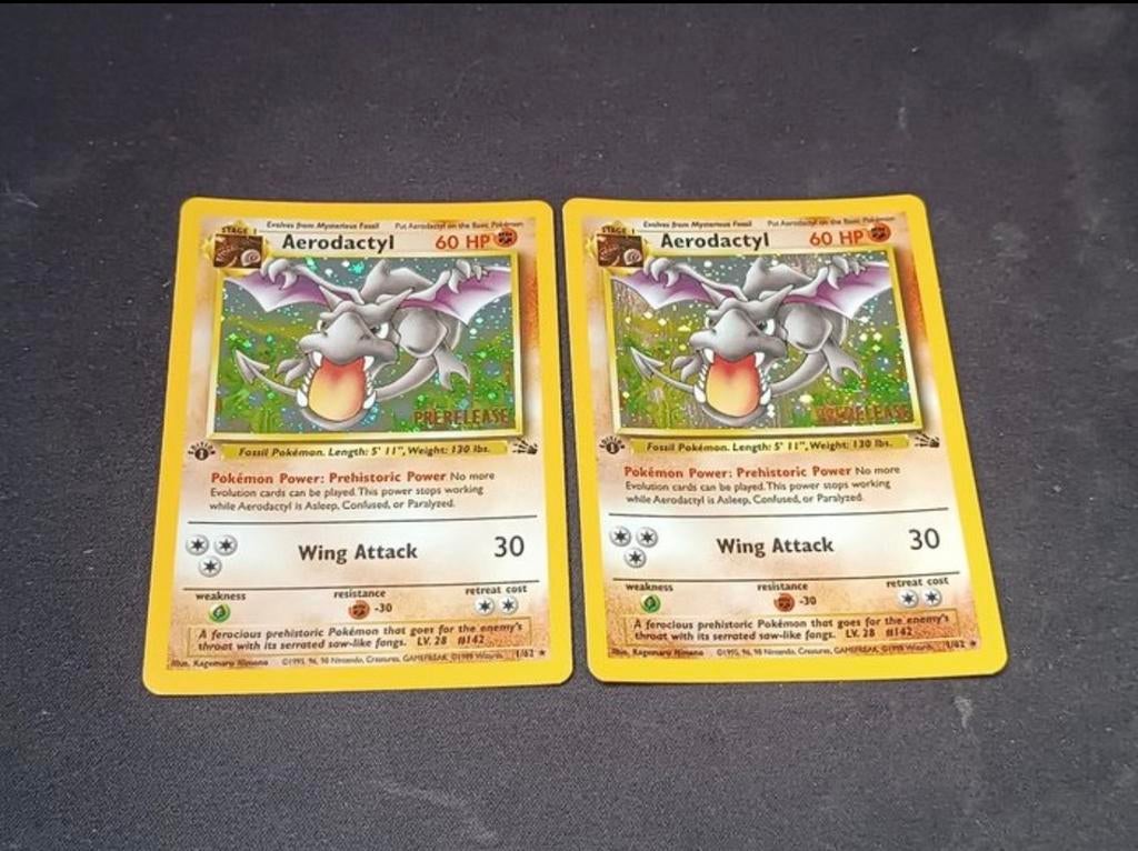 Aerodactyl Prerelease 1/62 Fossil (1999) WOTC Pokémon Kaart, Verzenden, Zo goed als nieuw, Losse kaart, Foil