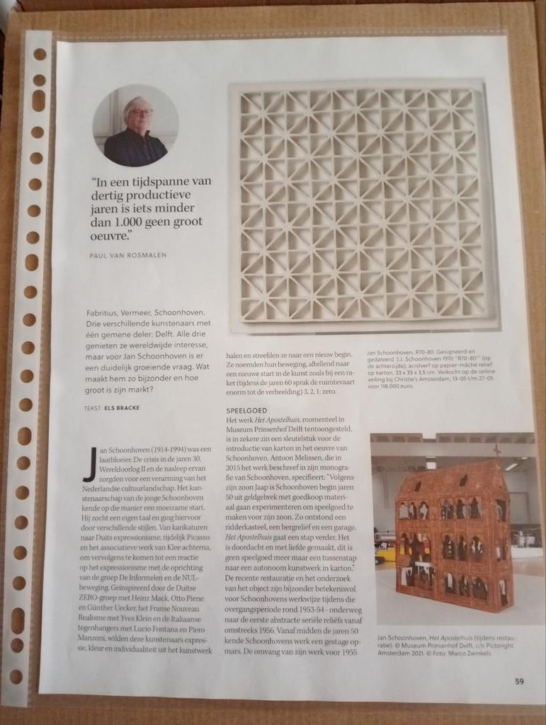 Jan Schoonhoven Zero Nul artikel, Ophalen of Verzenden, 1980 tot heden