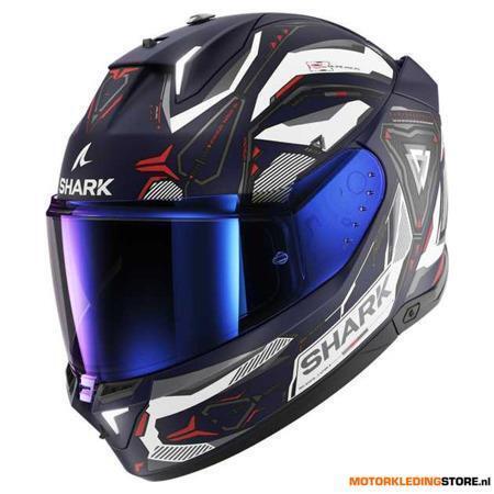 Shark Skwal i3 Linik Mat Integraalhelm, Blauw-Wit-Rood, Motoren, Kleding | Motorhelmen, Nieuw met kaartje, Ophalen of Verzenden