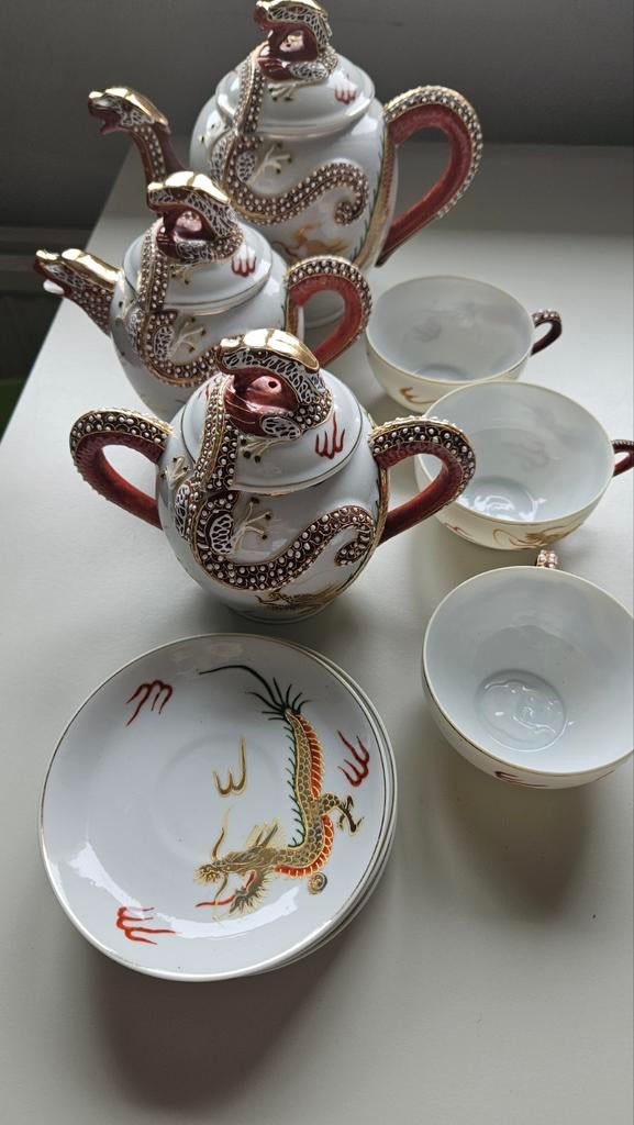 Vintage Japans draken theeservies, Antiek en Kunst, Ophalen of Verzenden