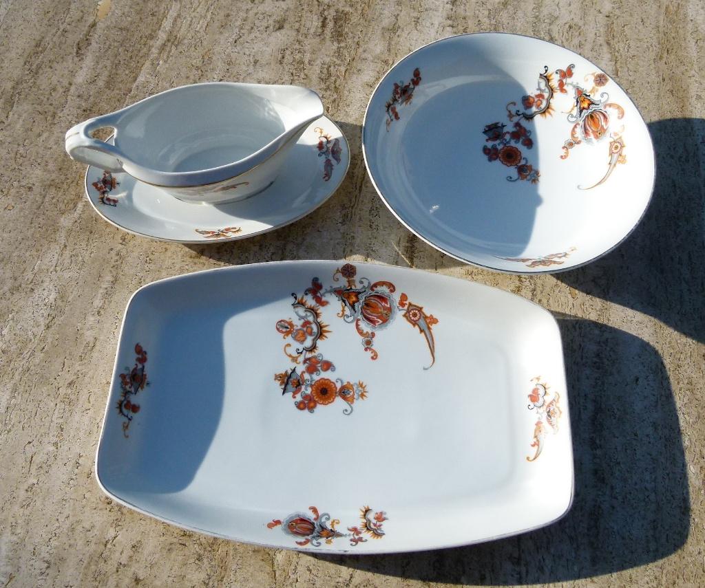 Prachtig Art Deco Jamin Servies Serveerschaal en Sauskan, Antiek en Kunst, Antiek | Servies los, Ophalen of Verzenden