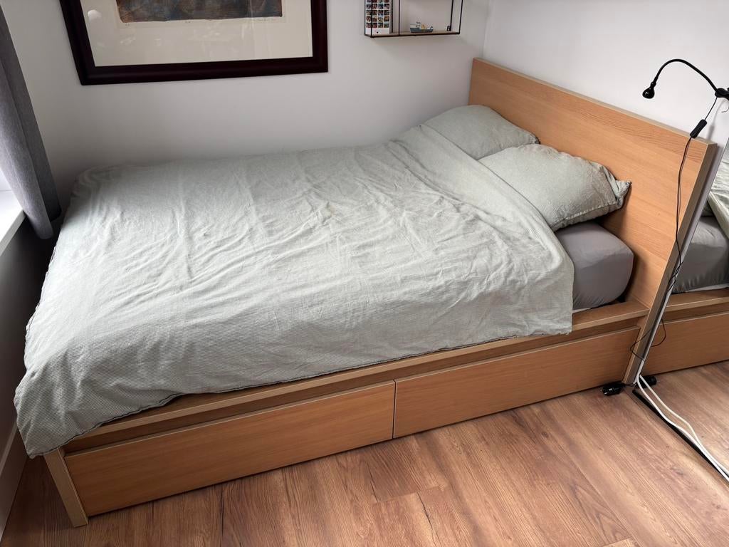 IKEA bed MALM 140x200 !!!ALLEEN FRAME!!!, Huis en Inrichting, Slaapkamer | Bedden, Ophalen, Wit, Tweepersoons, 140 cm