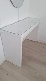 Ikea Malm Toilettafel/Bureau met Lade en Glazen Blad, Ophalen, Gebruikt, 100 tot 150 cm, Glas