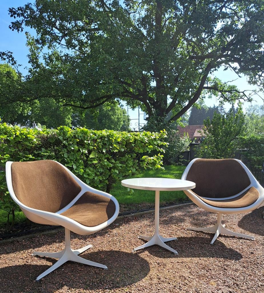 Lounge chair/Vintage set/eethoek/stoelen, Huis en Inrichting, Complete eetkamers, Ophalen, Gebruikt, 4 tot 6 stoelen