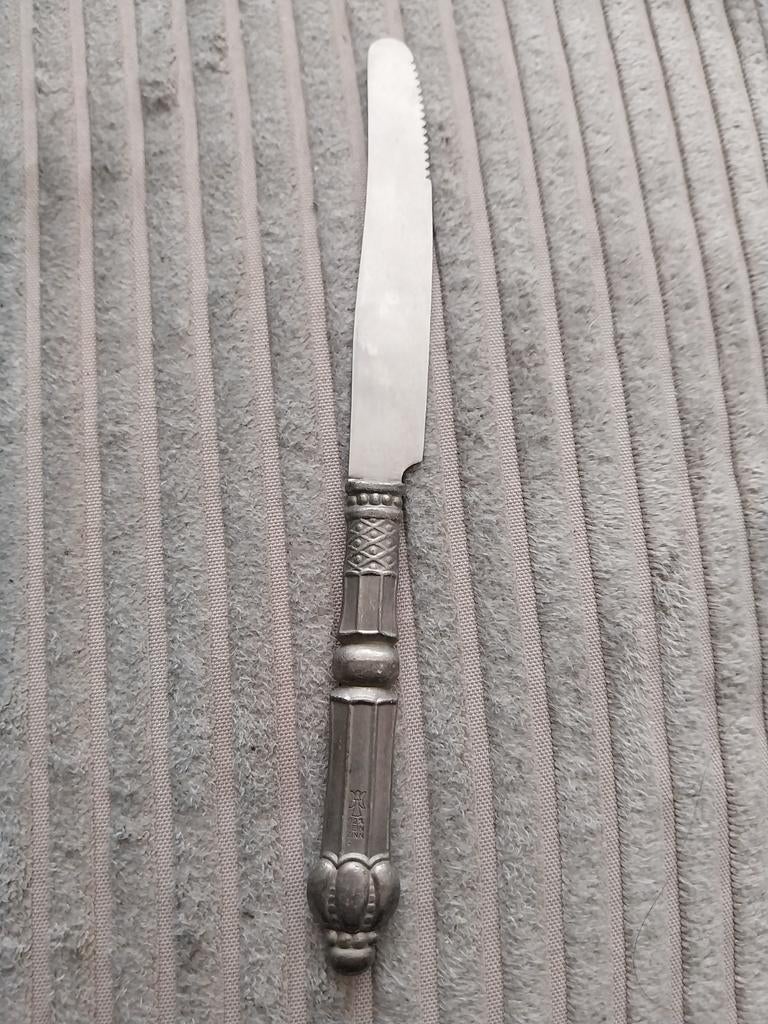 Zeldzaam tinnen mes Solingen - Antiek bestek, Antiek en Kunst, Ophalen of Verzenden