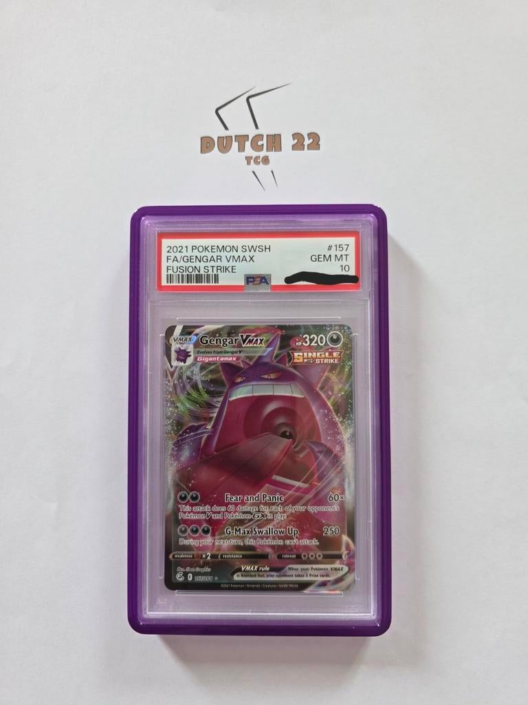 Gengar Vmax Fusion Strike #157 PSA10, Ophalen of Verzenden, Nieuw, Losse kaart, Foil