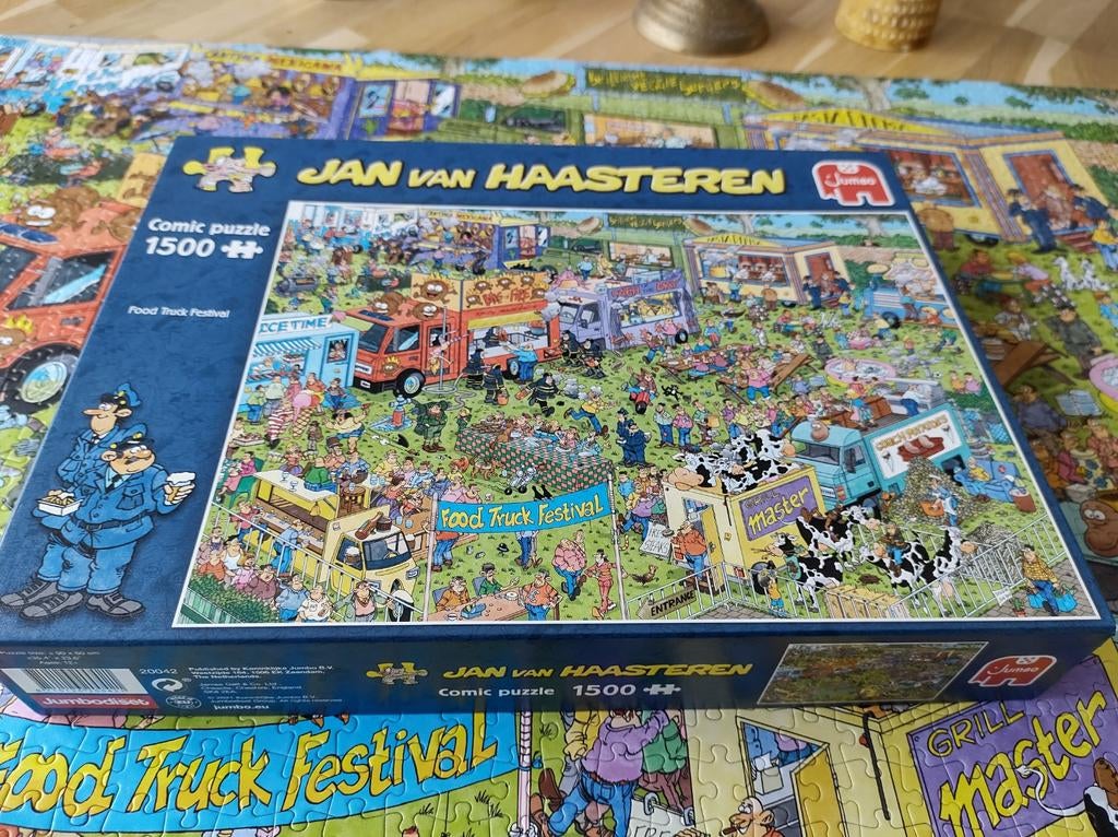 Jan van Haasteren food truck festival 1500 stukjes, Ophalen of Verzenden, 500 t/m 1500 stukjes, Zo goed als nieuw