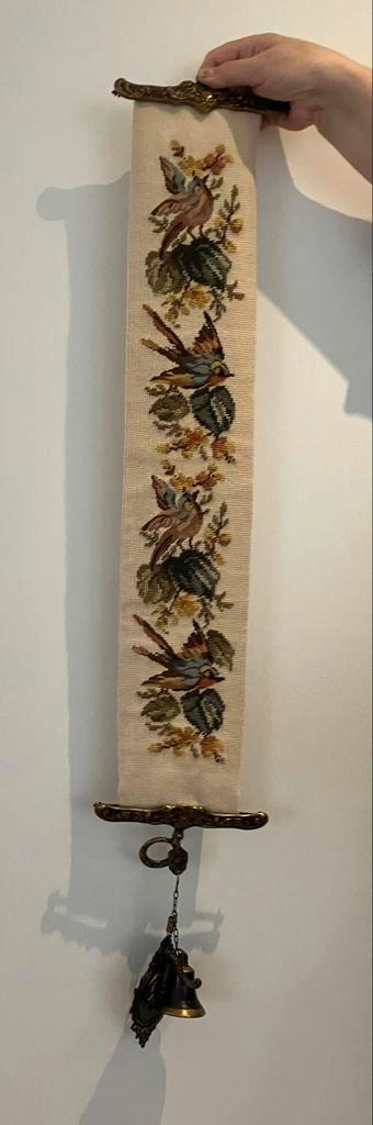 Schellekoord met vogels en bel - Vintage decoratie, Antiek en Kunst, Antiek | Woonaccessoires, Ophalen of Verzenden
