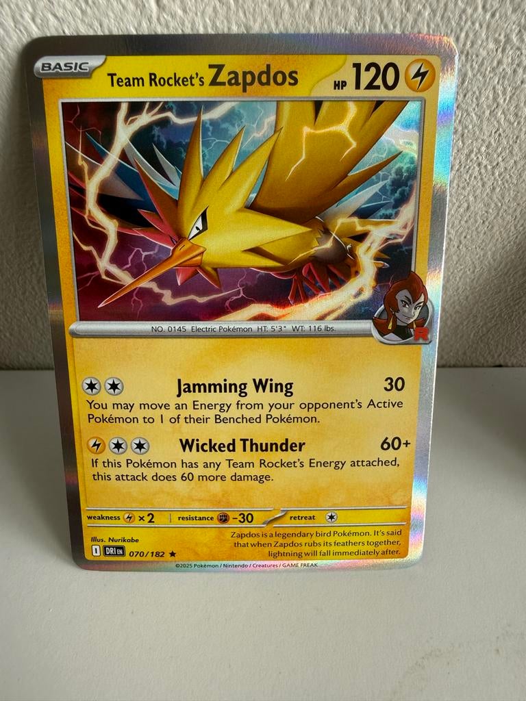 Team Rocket's Zapdos #070 - Zo goed als nieuw, Ophalen, Zo goed als nieuw, Losse kaart, Foil