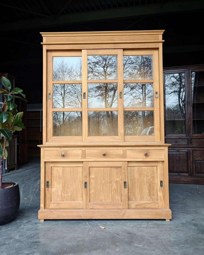 Teak Servieskast | Buffetkast | Landelijke Winkelkast #9550, Niet ingevuld, Gebruikt, 200 cm of meer, Niet ingevuld