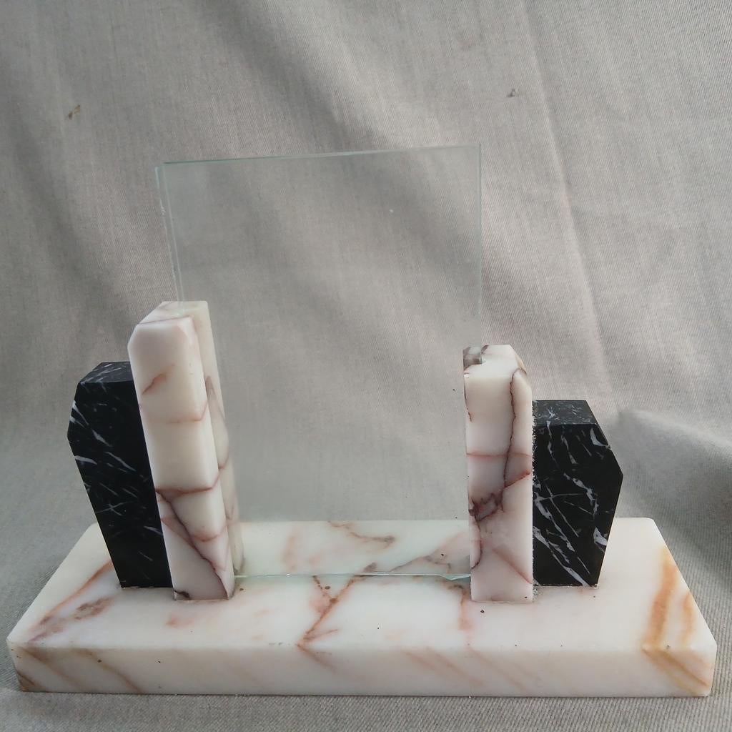 Art Deco fotolijst van marmer met 2 glaasjes, Antiek en Kunst, Ophalen of Verzenden