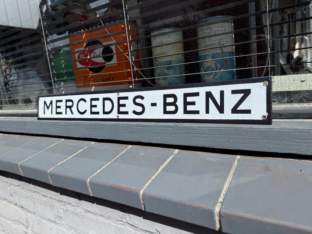 Vintage Mercedes-Benz Emaille Bord - Klassiek Auto Decor, Gebruikt, ., Ophalen of Verzenden, .