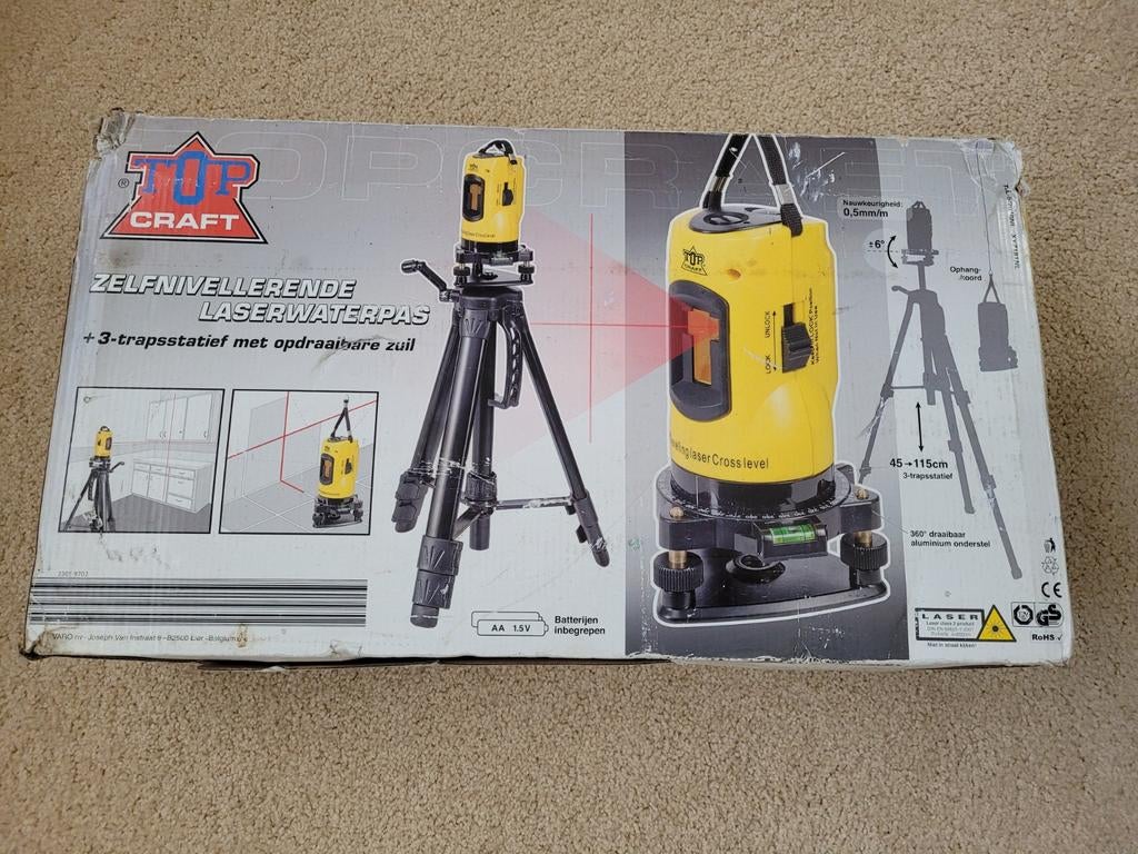 Top Craft Zelfnivellerende Laserwaterpas met Statief, Joseph Van Instraat 9, B2560 Lier, België, Ophalen of Verzenden, Zo goed als nieuw