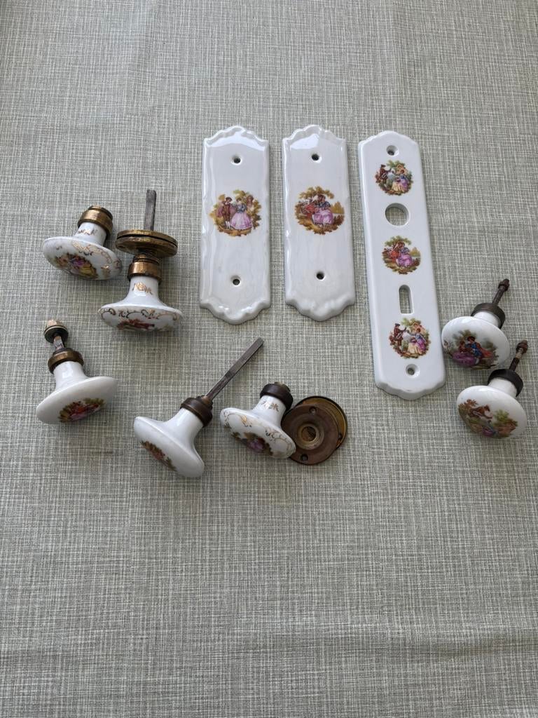 Vintage Limoges France Porselein set deurbeslag kastknop, Antiek en Kunst, Antiek | Porselein, Ophalen of Verzenden