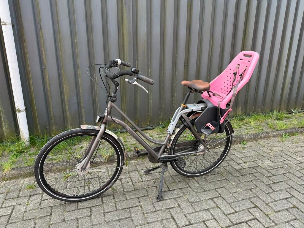 Moederfiets Cortina Roots 7 versnellingen incl Yepp zitje, Fietsen en Brommers, Dubbele standaard, Zo goed als nieuw, 1 zitje