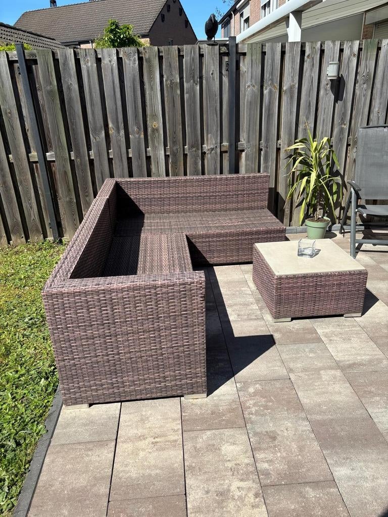 Lounge set met kussens, Tuin en Terras, Ophalen, Gebruikt, Kunststof