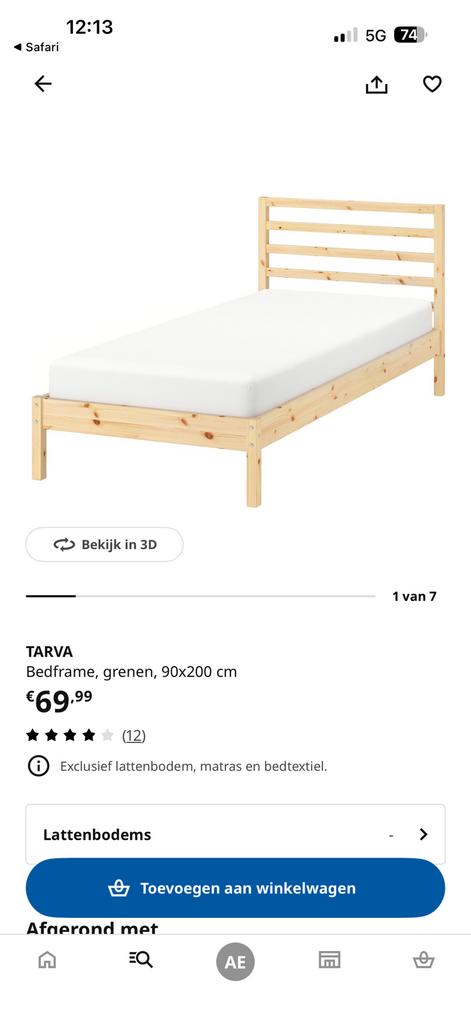 Tarva bed ikea nieuw in doos, Ophalen, 90 cm, Eenpersoons, Wit