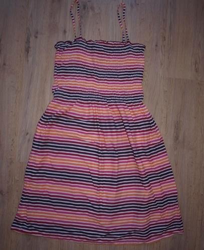 Roze Oranje Gestreepte Jurk H&M (38), Kleding | Dames, Jurken, Zo goed als nieuw, Maat 38/40 (M), Roze, Knielengte, Ophalen of Verzenden