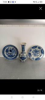 Delfts Blauw Vaas en Borden Set - Handgeschilderd, Ophalen of Verzenden