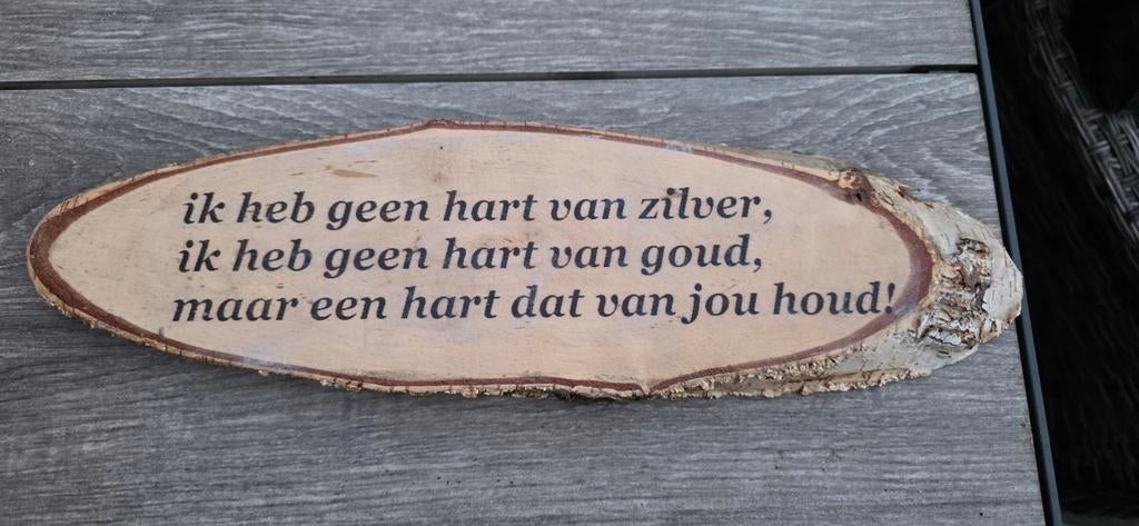 Houten tekst bordje, Huis en Inrichting, Ophalen of Verzenden, Nieuw
