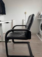 Comfortabele Bureaustoel - Zwart Leer & Hout (opknapper), Ophalen, Gebruikt, Zwart, Bureaustoel