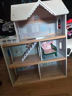 Groot Houten Poppenhuis met Meubels, Ophalen of Verzenden