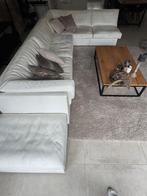 Witte leren bank - 350 bij 220 cm, Huis en Inrichting, Banken | Bankstellen, Ophalen, Gebruikt, Hoekbank, 300 cm of meer