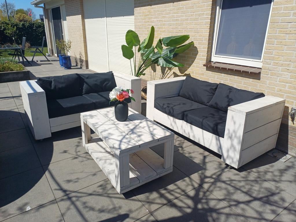 Houten verrijdbare loungeset, Tuin en Terras, Ophalen, Gebruikt, Hout