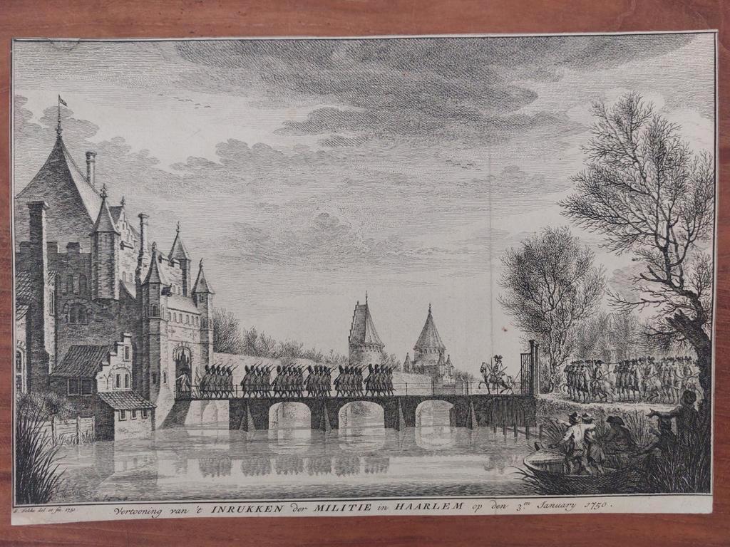 9 / Vertooning van ;'t inrukken der militie in Haarlem 1750, Ophalen of Verzenden