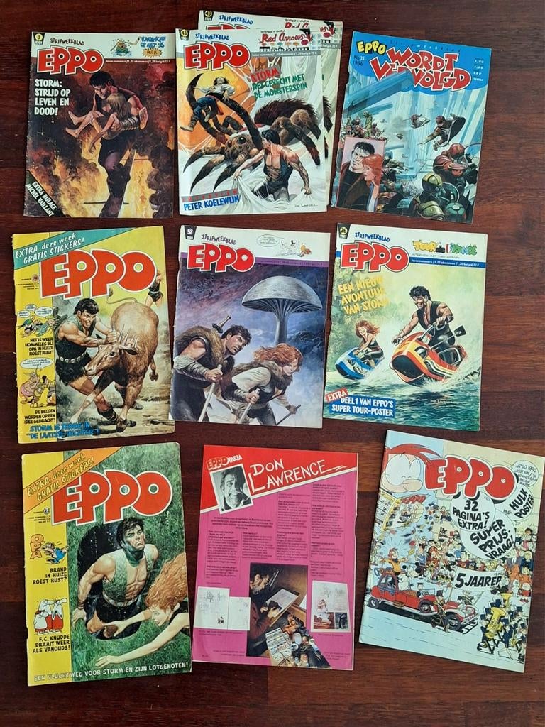 Eppo-covers Storm Don Lawrence + 5 jaar Eppo jubileumnummer, Boeken, Stripboeken, Ophalen of Verzenden, Don Lawrence