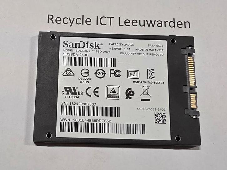Sandisk 240gb laptop ssd hdd hardeschijf sdssda-240g, Computers en Software, Harde schijven, Gebruikt, Laptop, Intern, SSD, SATA