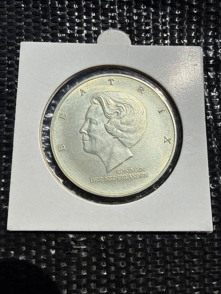 Zilveren 10 Gulden Munt Koningin Beatrix Marshall Plan, Postzegels en Munten, Munten | Nederland, Koningin Beatrix, Zilver, Ophalen of Verzenden