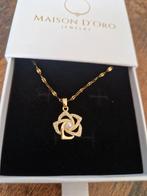 Vera gouden ketting met bloem en parel, Ophalen of Verzenden, Nieuw, Overige materialen, Met edelsteen