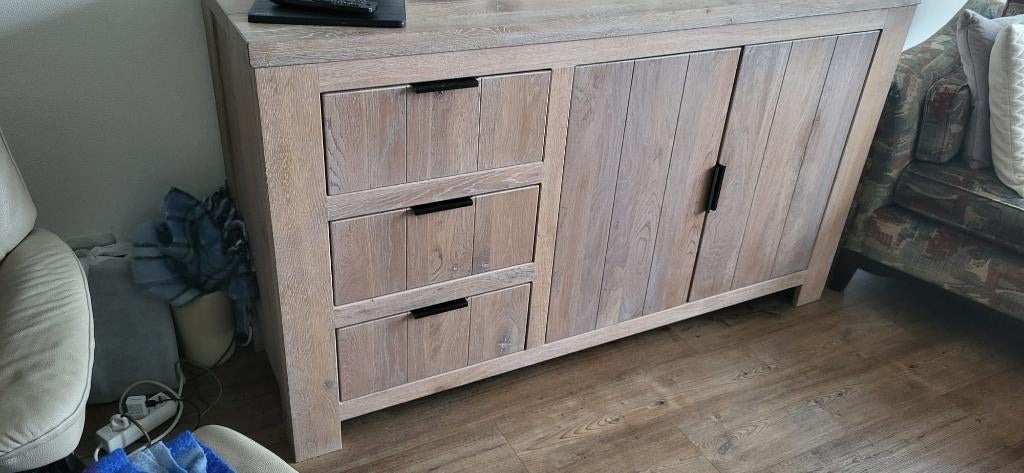 massief eiken white wash meubelen set, Ophalen, Met plank(en), Eikenhout, 50 tot 100 cm