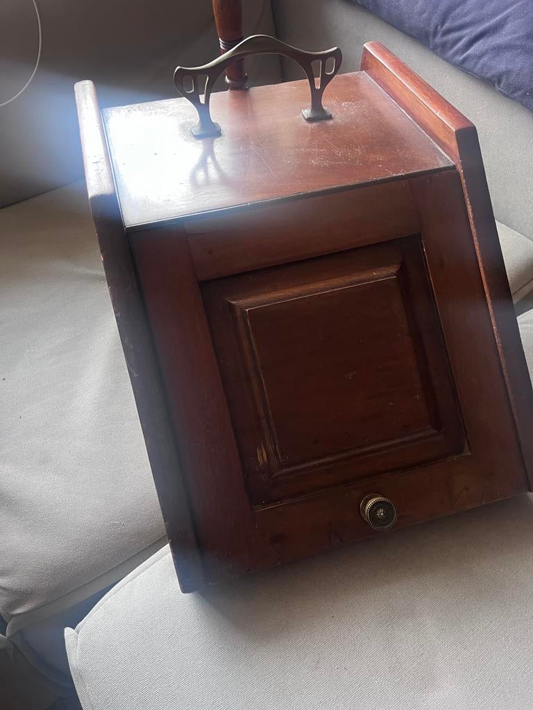 Antieke houten kolenkit met schep, Ophalen of Verzenden