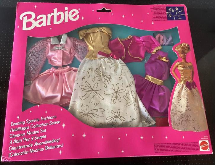 Vintage 1993 Barbie Sparkle Fashion Gift set,3 outfits,OVP, Verzamelen, Poppen, Nieuw, Ophalen