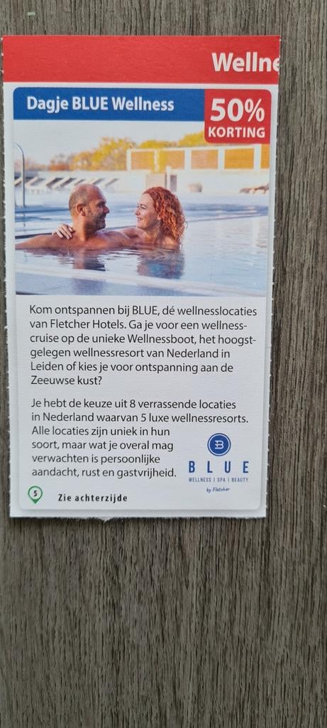 Blue Wellness voordeelbon voor 50% korting, Twee personen, Kortingsbon, Spa of Sauna