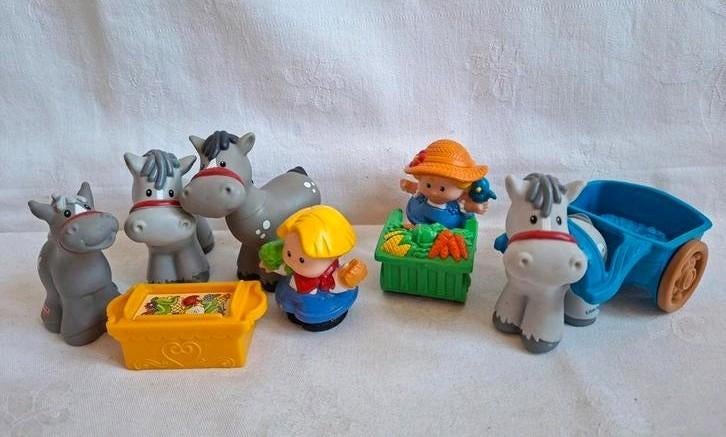 Little people Fisher Price boer , boerin met paarden en kar, Ophalen of Verzenden, Gebruikt, Speelset