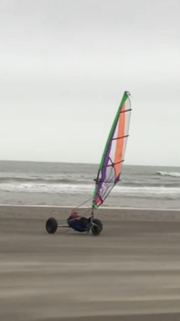 Blokart compleet: breed, ballonbanden, 2 masten, 4 zeilen, Hobby en Vrije tijd, Overige Hobby en Vrije tijd, Gebruikt, Ophalen