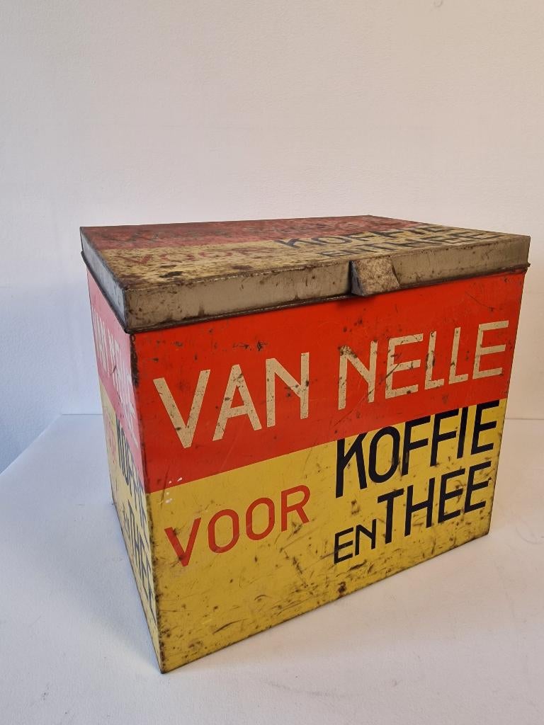 Vintage Industrieel Van Nelle Winkelblik  - Jaren '30/'50, Ophalen of Verzenden, Gebruikt, Koffie, Van Nelle