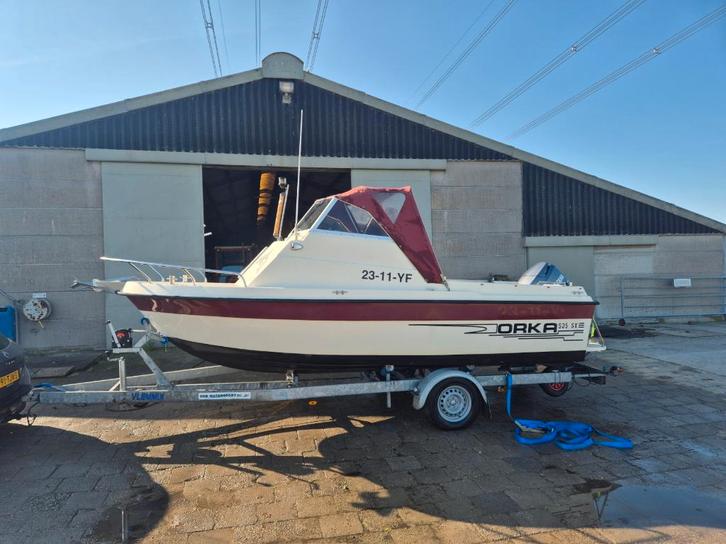 Orka 535SX, Watersport en Boten, Vis- en Consoleboten, Gebruikt, 70 pk of meer, 3 tot 6 meter, Benzine, Buitenboordmotor, Polyester