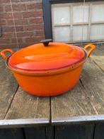 Oranje gietijzeren braadpan met deksel, Ophalen of Verzenden, Gebruikt, Gietijzer, Koekenpan of Braadpan