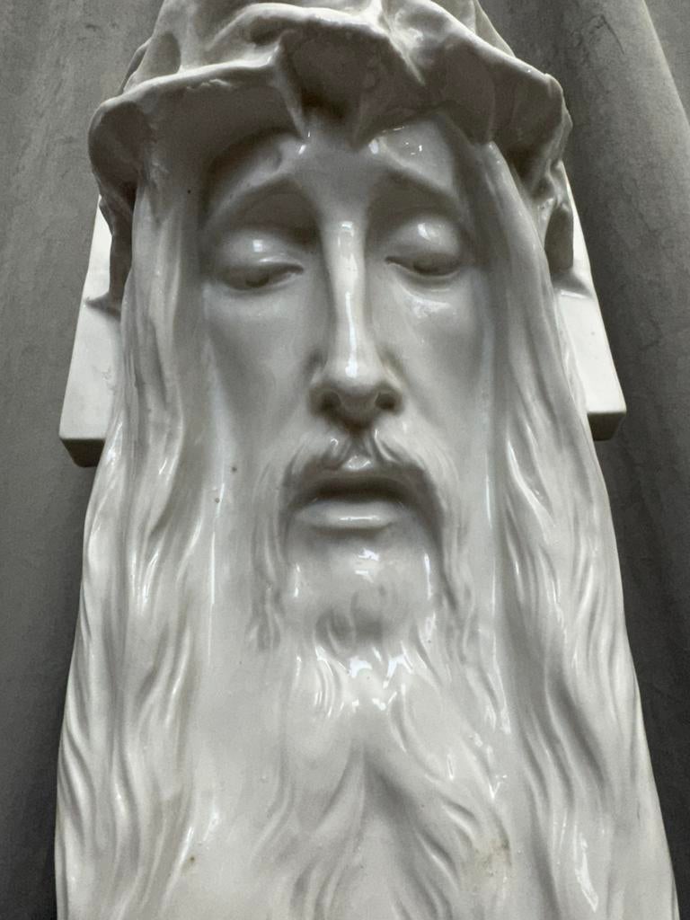 Antiek porseleinen christus wand plaquette art deco, Antiek en Kunst, Ophalen of Verzenden