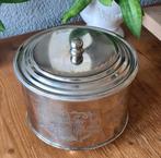 Verzilverde Theebus Williams Sheffield met wapen, Ophalen of Verzenden