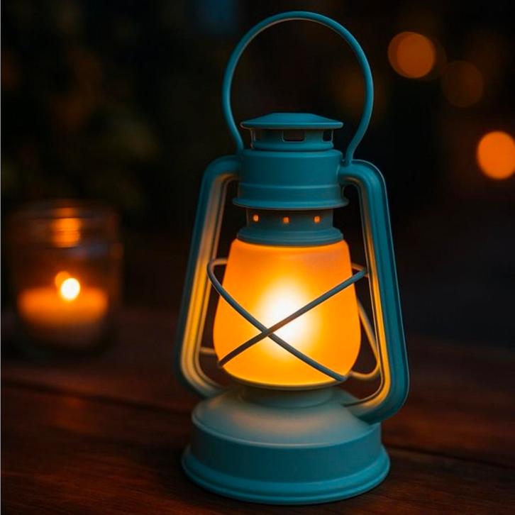 LED Stormlamp Lantaarn Lichtblauw Tafellamp hanglamp, Huis en Inrichting, Lampen | Overige, Nieuw, Ophalen of Verzenden