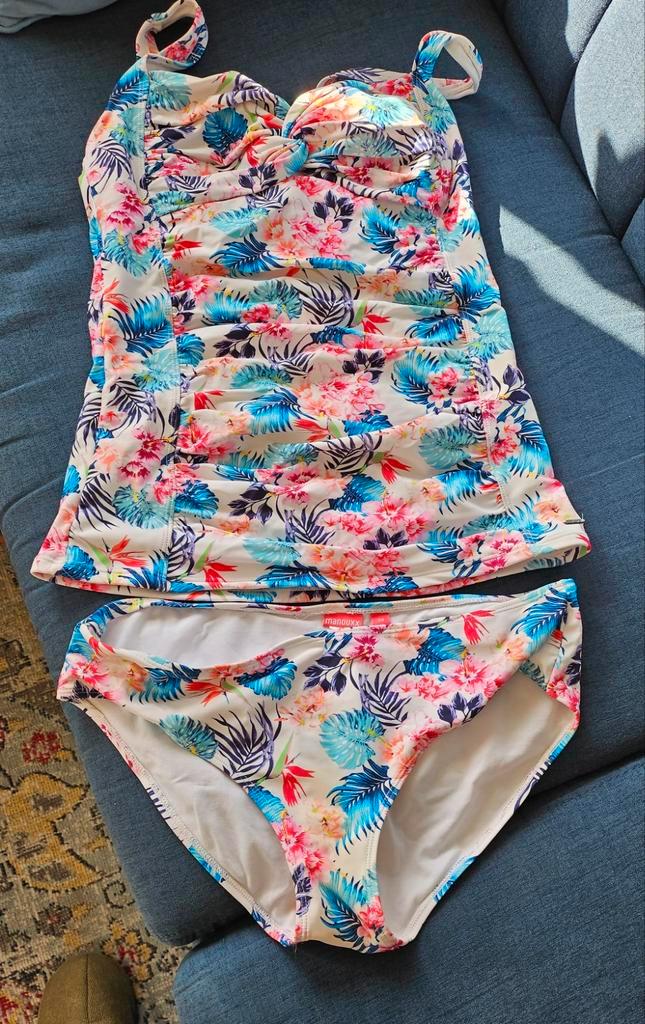 Manouxx Tankini Bloemenprint Maat 38, Kleding | Dames, Badmode en Zwemkleding, Zo goed als nieuw, Bikini, Overige kleuren, Ophalen of Verzenden