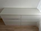 Witte commode met lades en glasplaat, Ophalen, Overige materialen, Gebruikt, 150 tot 200 cm