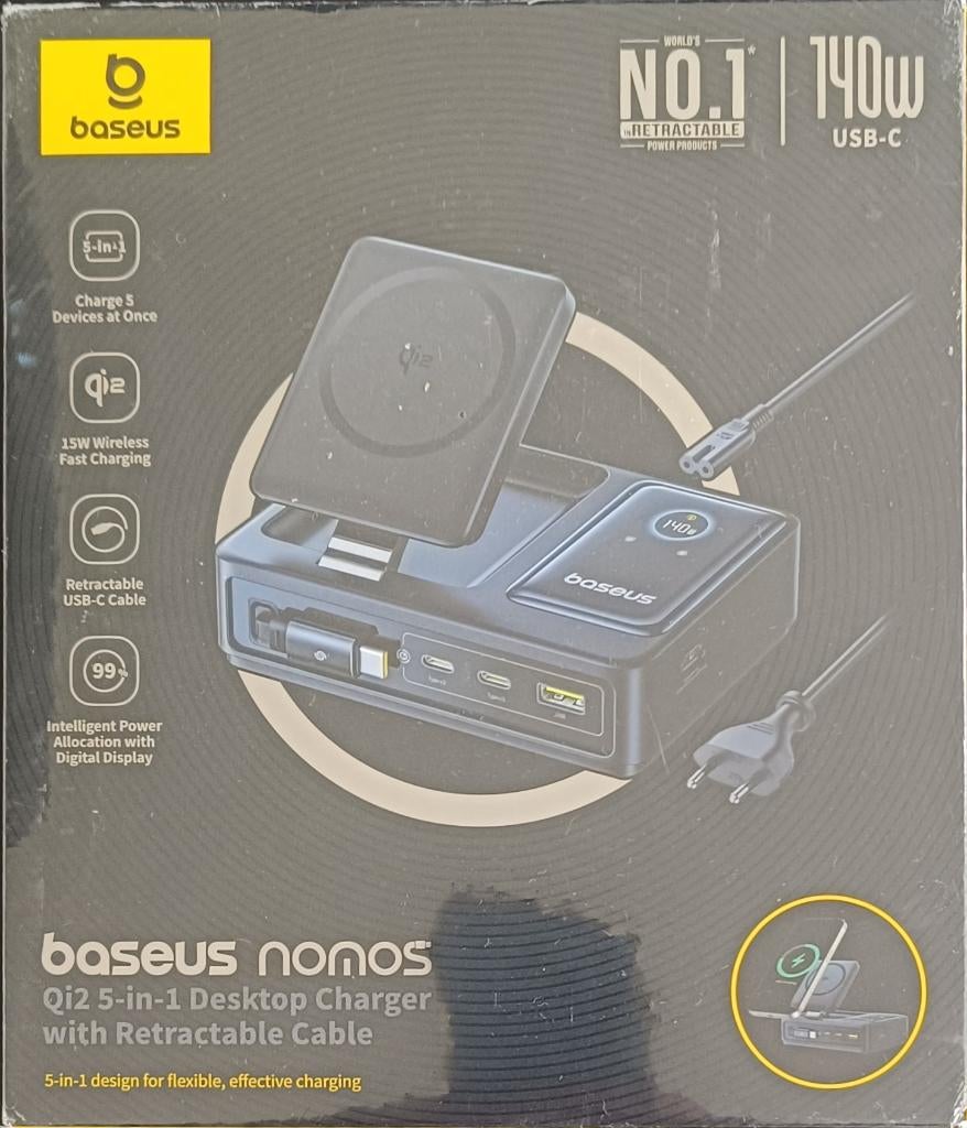 Baseus Nomos 5-in-1 Charger 1, Telecommunicatie, Powerbanks, Nieuw, Ophalen of Verzenden