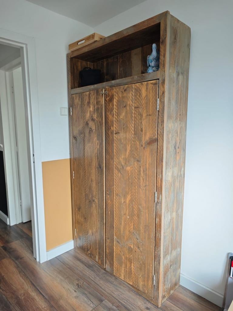 Steigerhouten Opbergkast - 204x111x33 cm, Huis en Inrichting, Kasten | Overige, Ophalen, Zo goed als nieuw