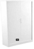 Roldeurkast Wit H137xB120xD43 Netjes, Gebruikt, 100 tot 150 cm, 5 laden of meer, 100 tot 150 cm